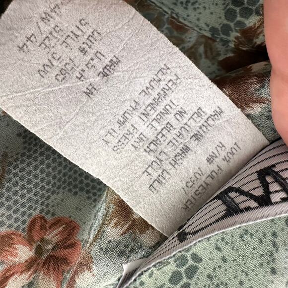 Vintage MC Sheer Button Down Shirt Floral Brown Green Roll Tab Sleeve Blouse 24W - Picture 7 of 7